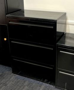 3 Drawer Lateral Filing Cabinet - Black