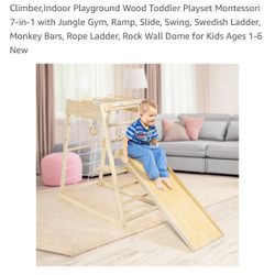 Indoor Playground Wood Toddler Playset Montessori 7-in-1