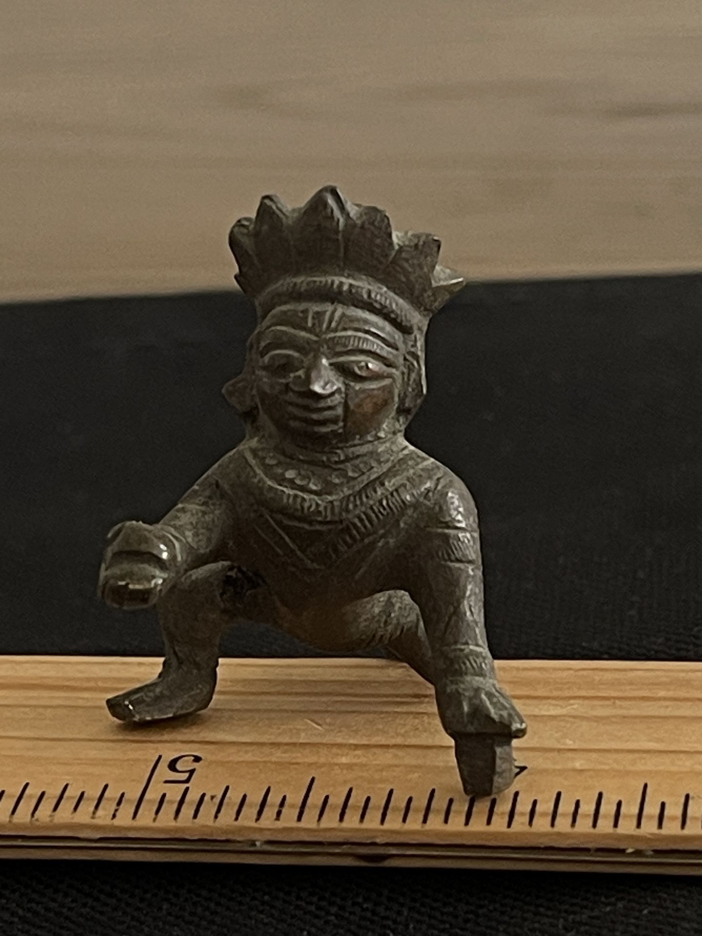 Antique Traditional Indian Bronze Statue God Baby Krishna Crawling Laddu Gopal