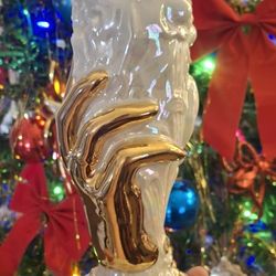 Antique Rare Unique Opalescent & Gold Gilded Lusterware Porcelain Vase 8 3/4" tall