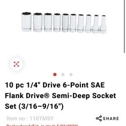 Snapon 6 Point Semi Deep Complete Set 