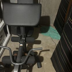 Weight bench with Leg extension and arm Curl Bar