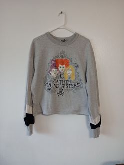 Disney Hocus Pocus Junior Womens Gray Witch Sweatshirt size L(11-13)