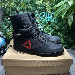New Reebok Boxing Boot Men Sz  13 Black Red Mayweather Strap MMA Training RARE