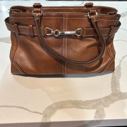 Coach Brown Satchel with Polished Leather and Classic Design