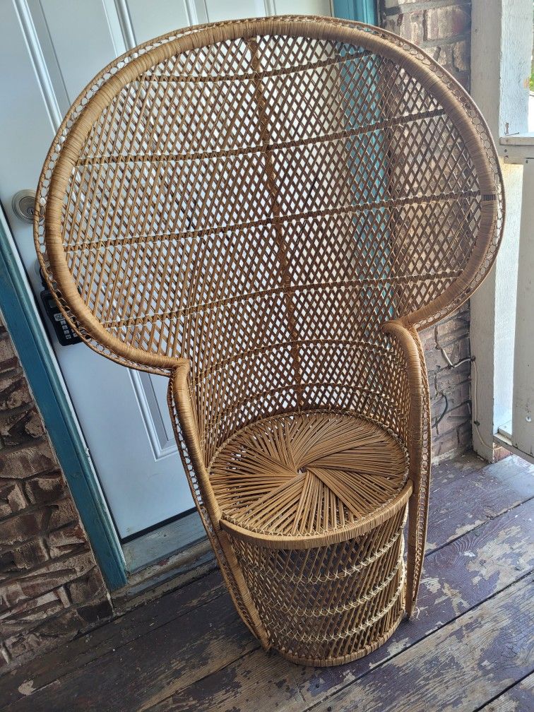 Authentic Vintage Rattan Wicker Peacock Chair