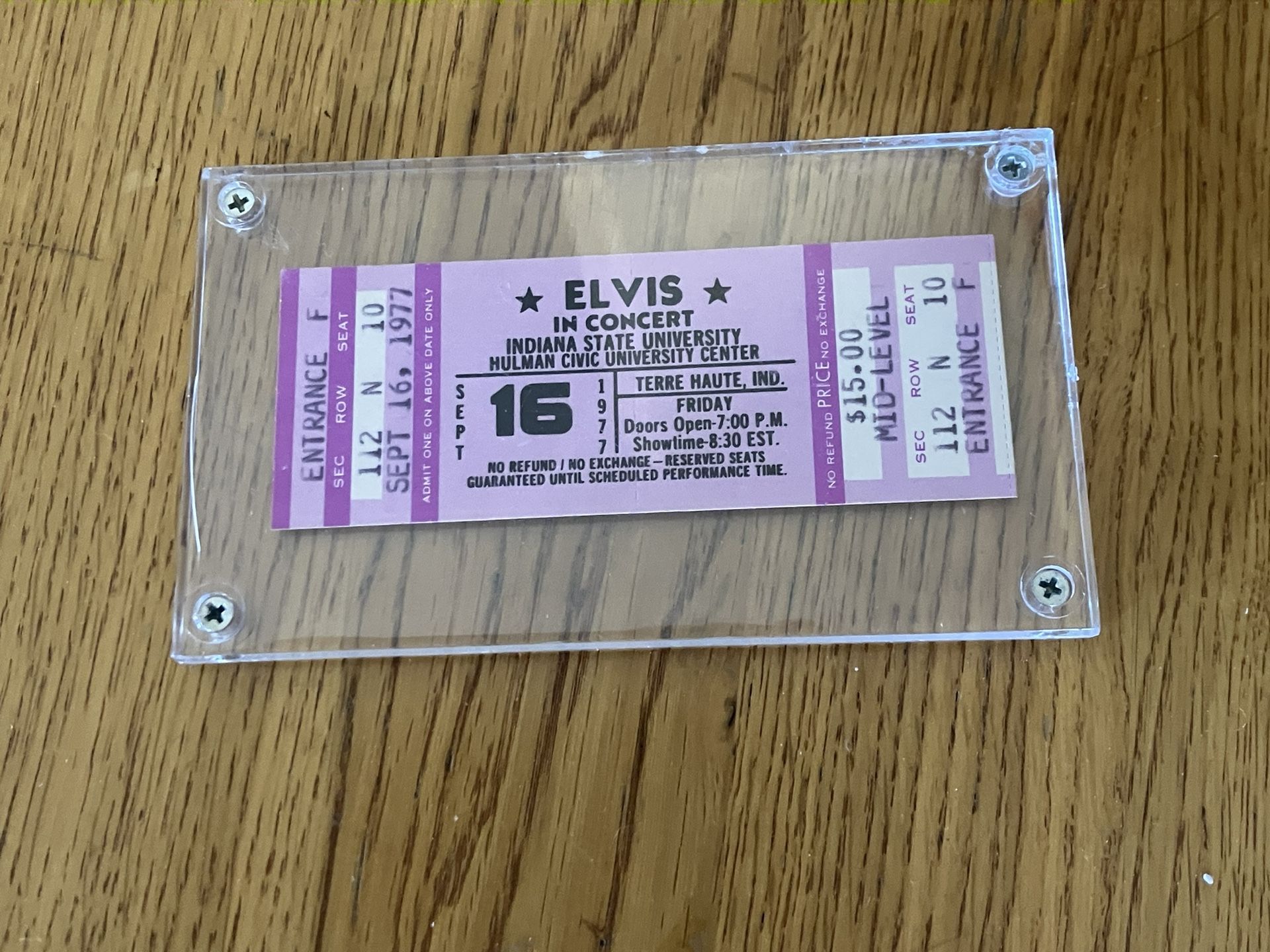 ELVIS CONCERT TICKET