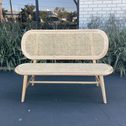 Mid Century Modern EDITH Wood and Cane Bench