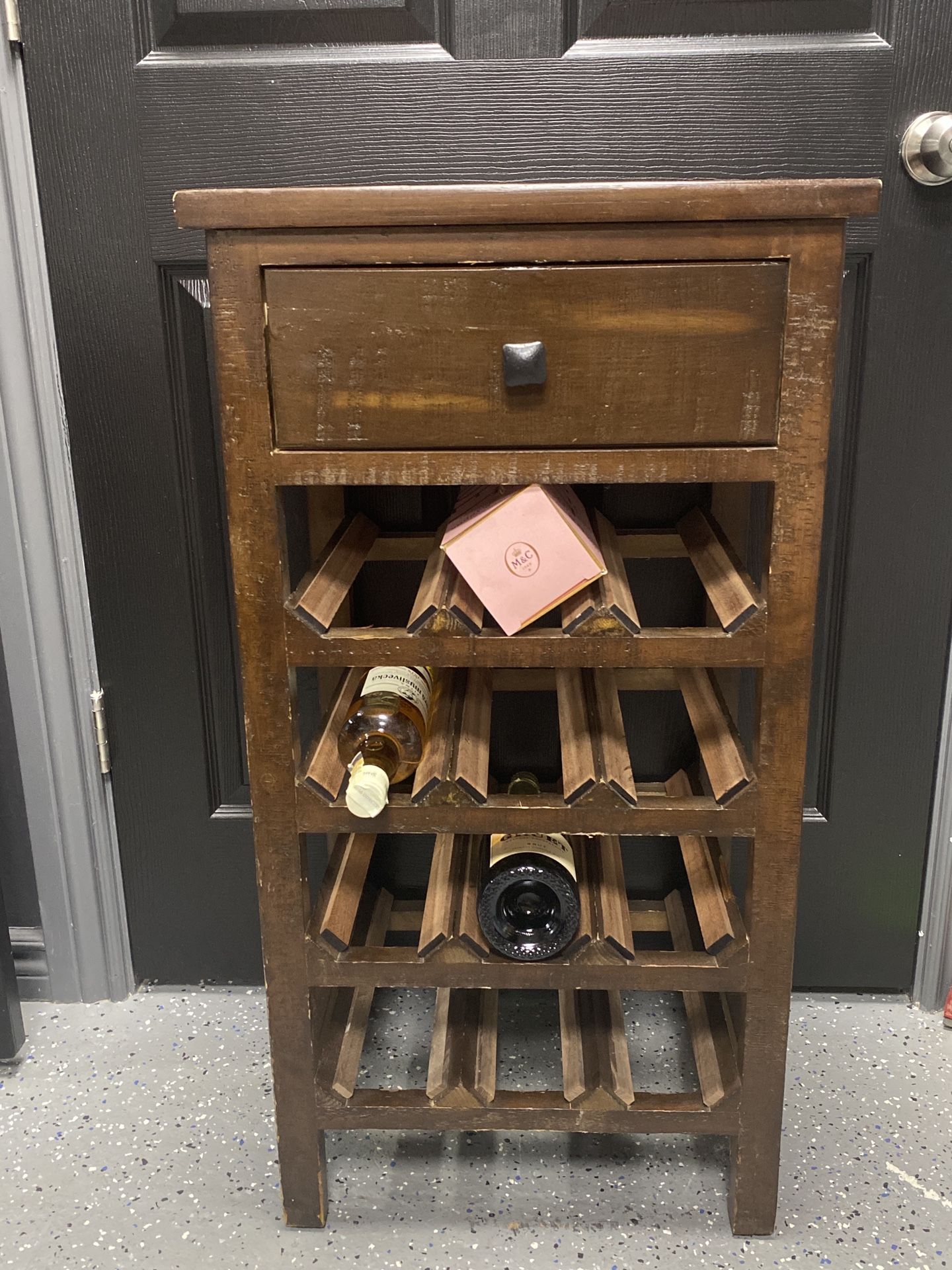 Wooden Wine Rack with Storage Drawer – Rustic Style
