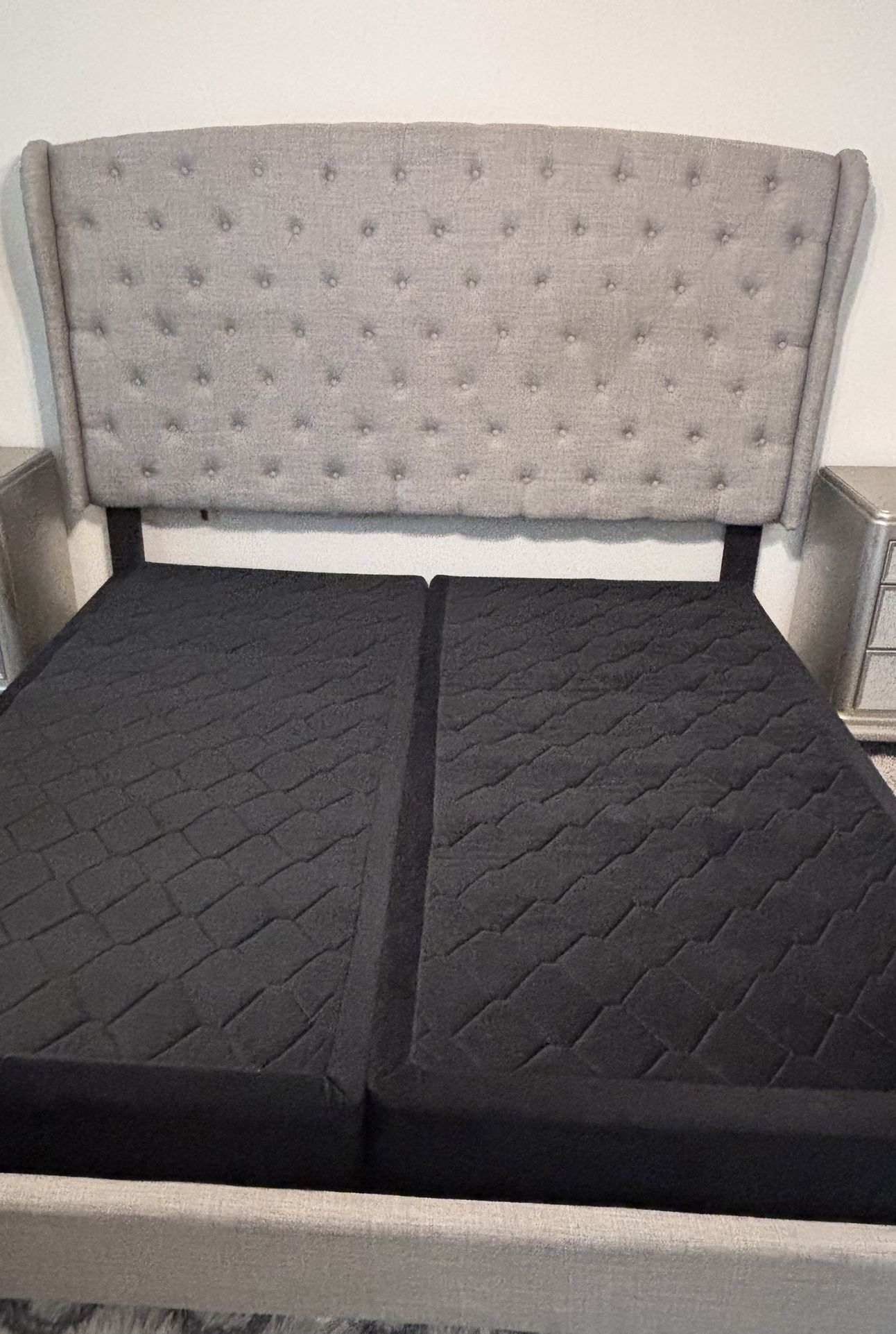 Grey Upholstered King Bed Frame (Bed Frame Only)