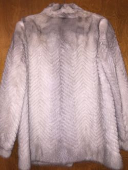 Silver Mink Coat with Chevron Design by Saga Mink Size M
