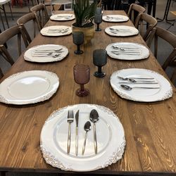 Fruitwood Rectangle X Leg Wood Farm Table