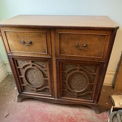 Old. Cabinet. Inside. Has. Slide outs