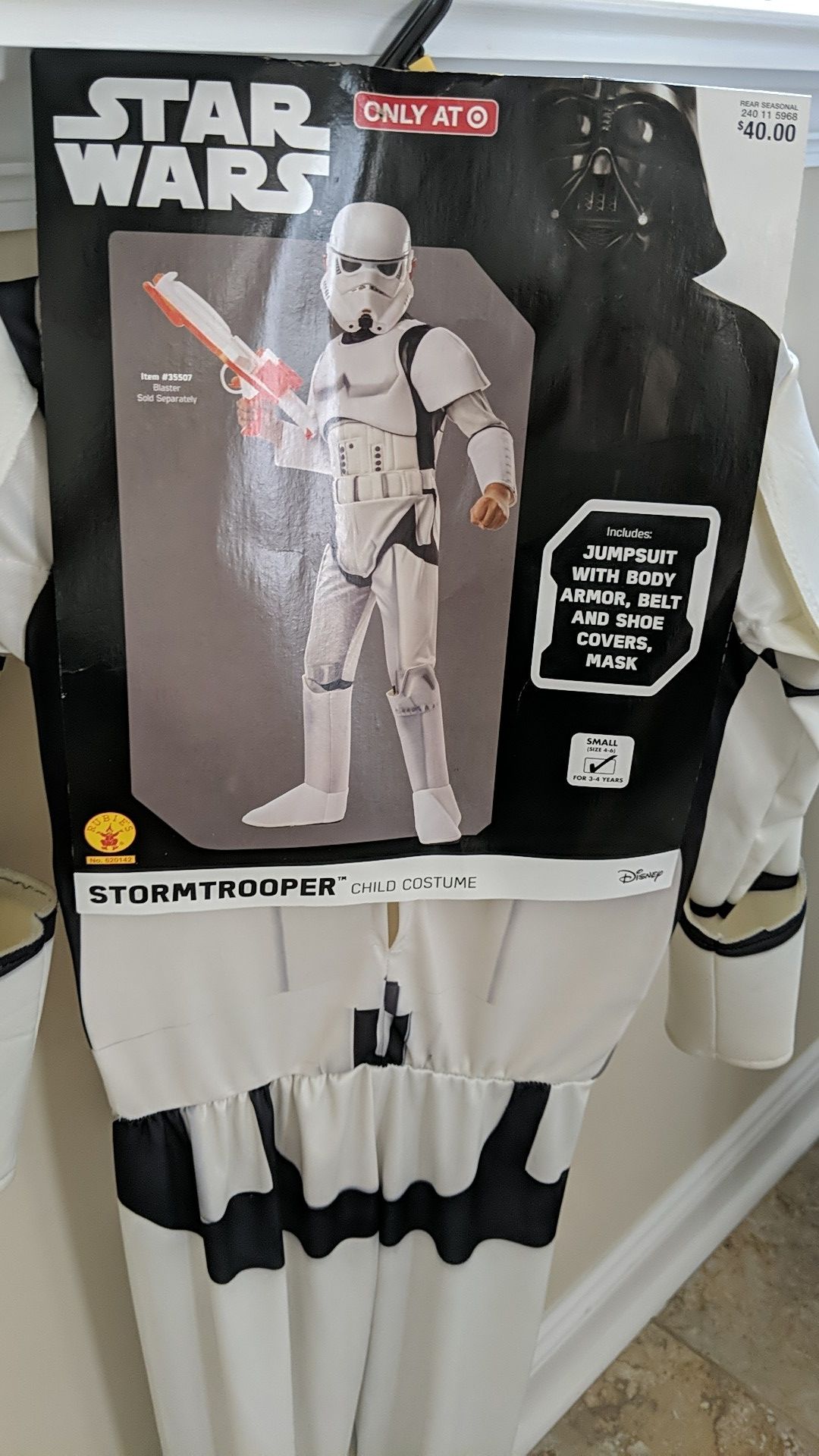 Star Wars stormtrooper child costume for Halloween.