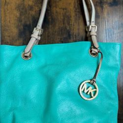 Michael Kors mint green/turquoise leather shoulder bag