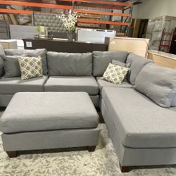 Grey Sectional + Ottoman 