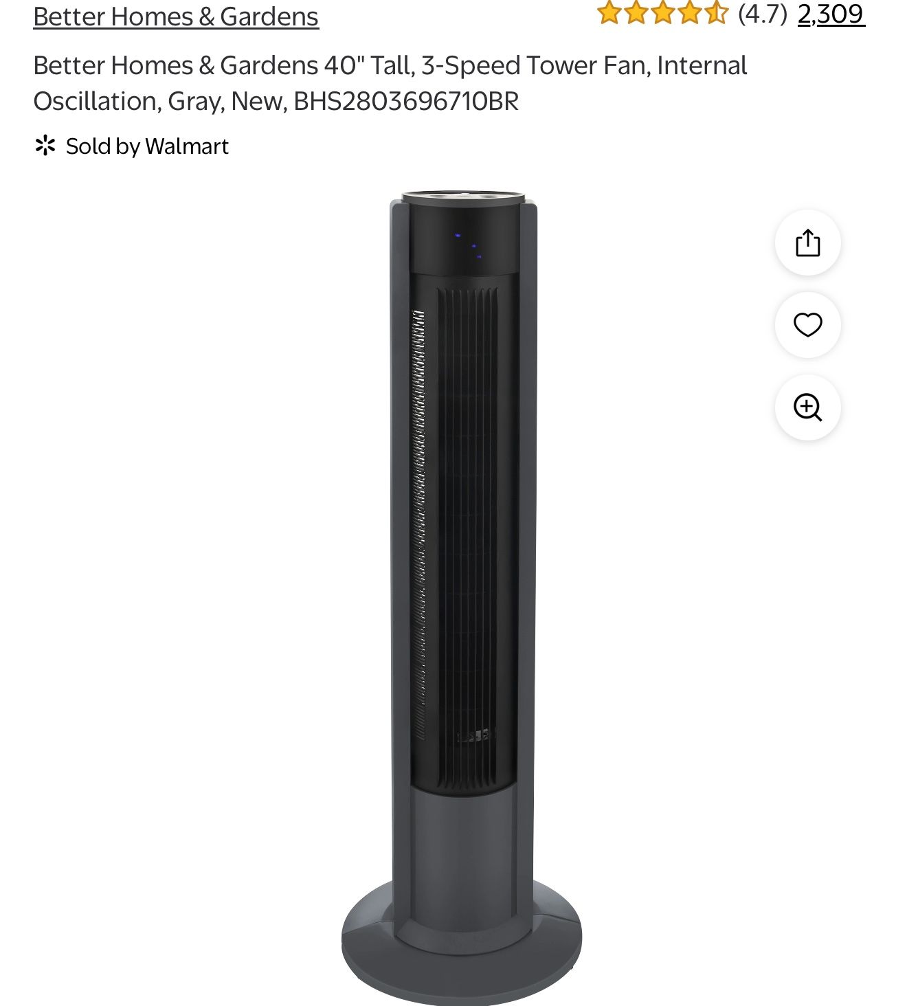 Better Homes and Gardens 40” Inch Tower Fan