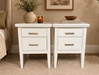 Refurbished Modern Transitional Solid Wood Nightstands – Set of 2