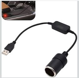 Car Cigarette Lighter Socket, Cigarette Lighter Adapter Converter Cable, USB A Male to 12V Car Cigarette Lighter for GPS, Car LED Light Strips, Drivin