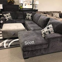 Ballinasloe Smoke Sectional Oversized Ashley Brand New Couch 