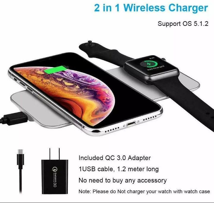 TECT Fast Qi Wireless Charger 2 in 1,Stylish Charging Station, Wireless Charging