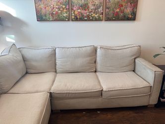 Beige Fabric Sectional Sofa with Chaise