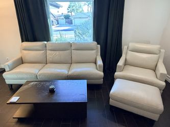 Leather Couch and Chair with ottoman