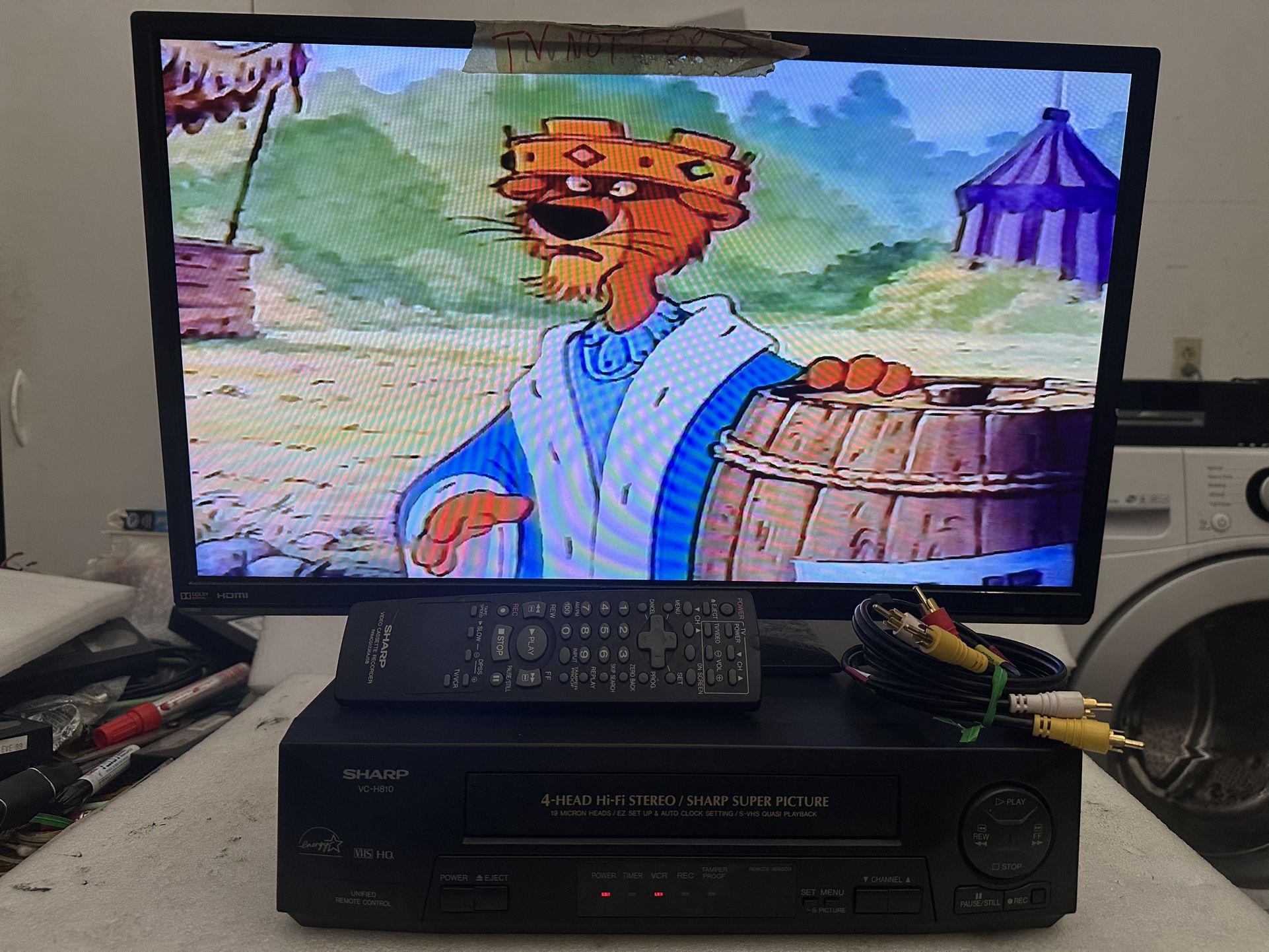SHARP VC-H810 VCR 4 HEAD HI-FI STEREO VHS WITH REMOTE AND AV CABLES