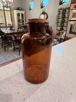 Vintage Amber Glass Apothecary Jar