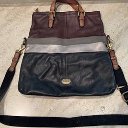 Lightly Used Fossil Purse - Brown, Silver, Grey And Black