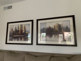 ***2 Beautiful Large Pictures - Framed In Glass***