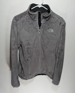 Womens The North Face Gray Fleece Fuzzy Long Sleeve Full Zip Jacket Size Medium