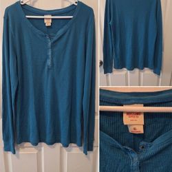 Mossimo Supply Co Blue Henley Shirt XL