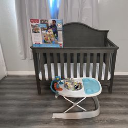 Baby Crib With Mattress And Walker 