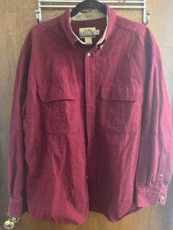 Cabelas Men’s Medium Red Corduroy ? Thick Long Sleeve Button Down Shirt
