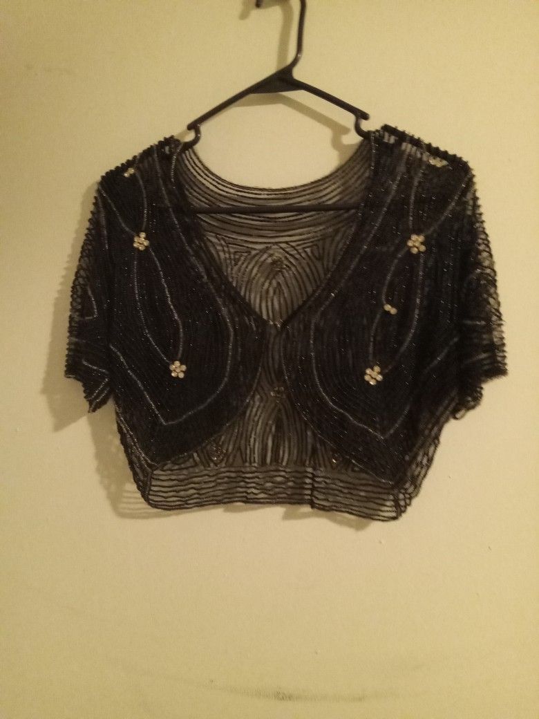 Black Beaded Vest Hand Maid