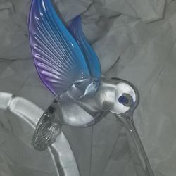 NEW- Hummingbird Glass Baron Designer Glass Flower Figurine