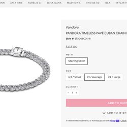 Pandora Timeless Pave Cuban Chain Bracelet