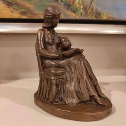 50 Year Old Vintage Mother and Child Figure Sculpture Statue