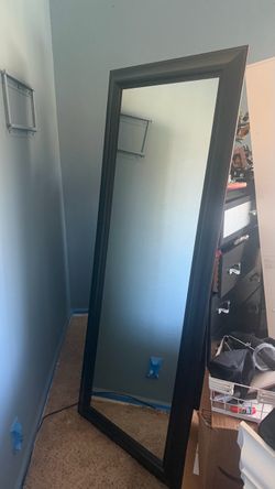Large Full-Length Floor Mirror Dark Brown Frame
