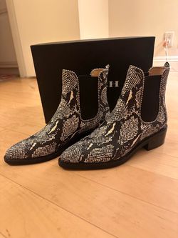 Coach Leather Reptile Snake Print Boots