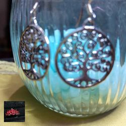 *LOTS AND LOTS OF  STERLING  . OPEN CUT, FILIGREE, STERLING*TREE OF LIFE* EARRINGS. WITH  HYPOALLERGENIC EAR WIRES. *FISH HOOK* ,(E-21442)