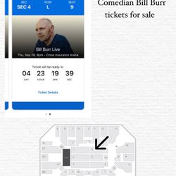 TWO BILL BURR TICKETS FOR SALE 9.28