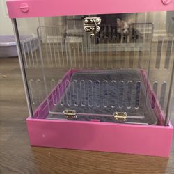 clear acrylic pet crate carrier pink