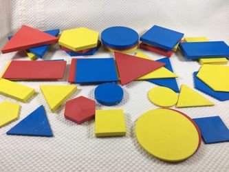LOT of Thick Thin Lg Sm Multi-Color Geometric 2-D Shapes Math Manipulatives