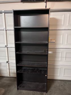 IKEA Tall Dark Brown Wood Bookcase 6 Shelves