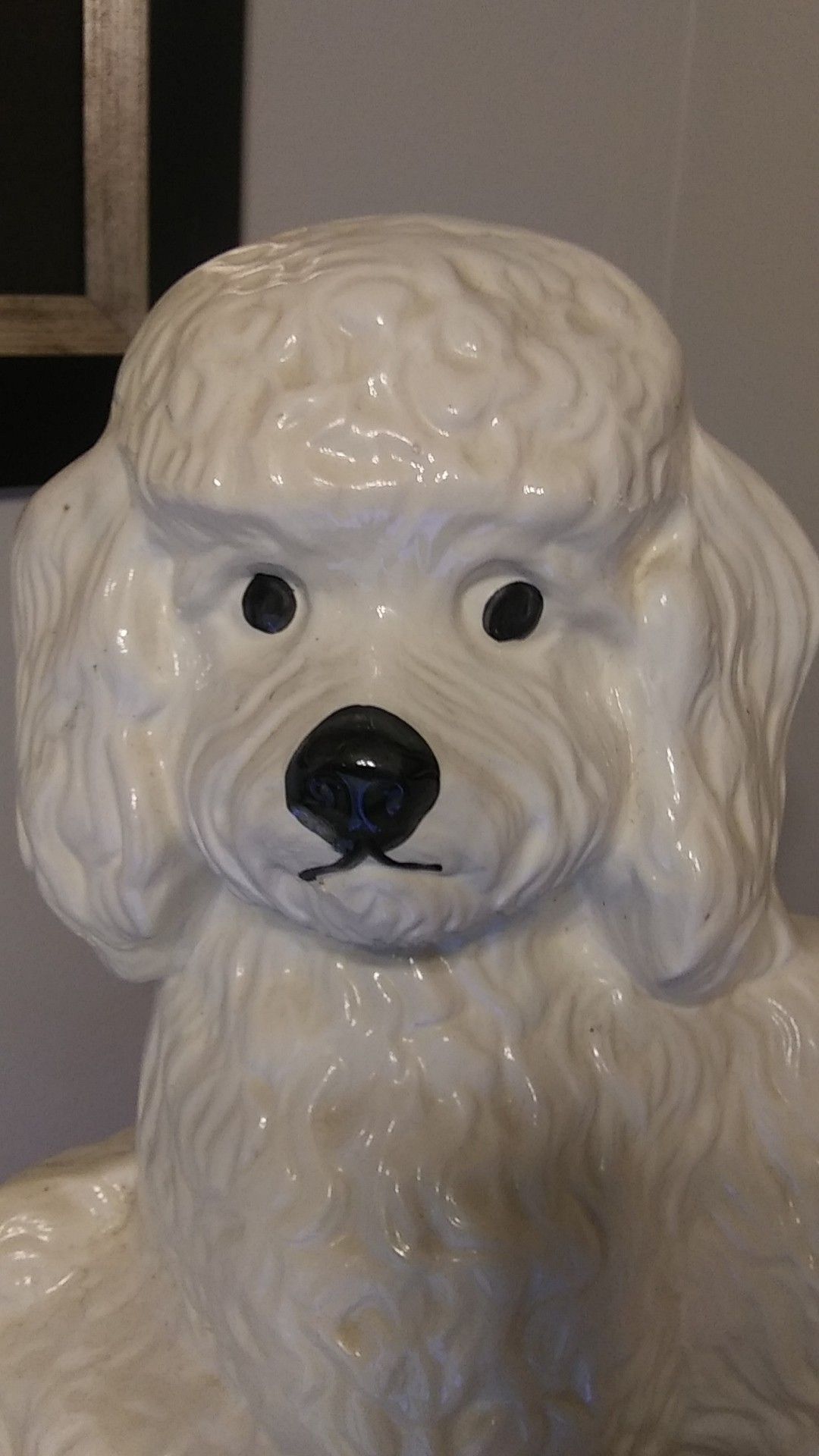 LARGE VINTAGE POODLE STATUE CERAMIC