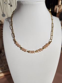 Stainless Steel Handmade Sunstone Necklace