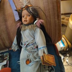 Tall Native American Porcelain Doll