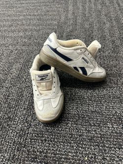 Reebok White/Blue/Gray Low Top Leather Sneakers Unisex Kids 12K